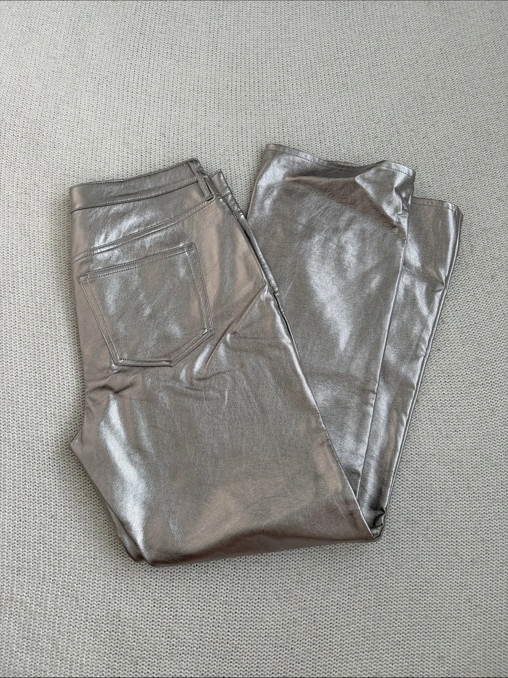 J Crew Metallic Silver Straight Leg Pants Size 28
